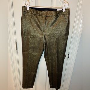 White House Black Market  Lurex Jacquard Slim Ankle pants in Gold